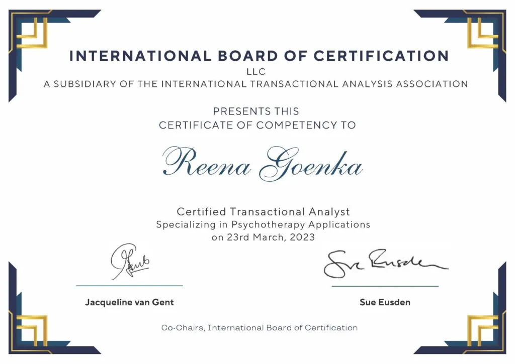 Reena Goenka - Certified Transactional Analyst
